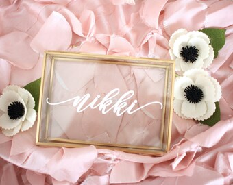 Bridesmaid Gift / Popular Bridesmaid Gift / Personalized Glass Box / Wedding Party Gift / Personalized Gift / Maid of Honor jewelry box