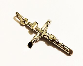 18k solid white gold(1.25"inch)Italian crucifix cross