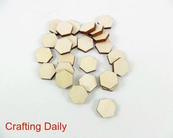 Wood Hexagons Stud Earring Blanks 9mm Laser Cut Tiles Wood Jewelry Shapes - 25 Pieces