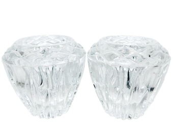 Vintage Pair of Heavy Cut Crystal Candle Holders