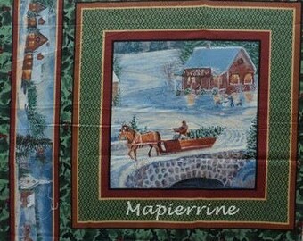 Fabric patchwork/decorating 1 landscape Christmas 1 sticker