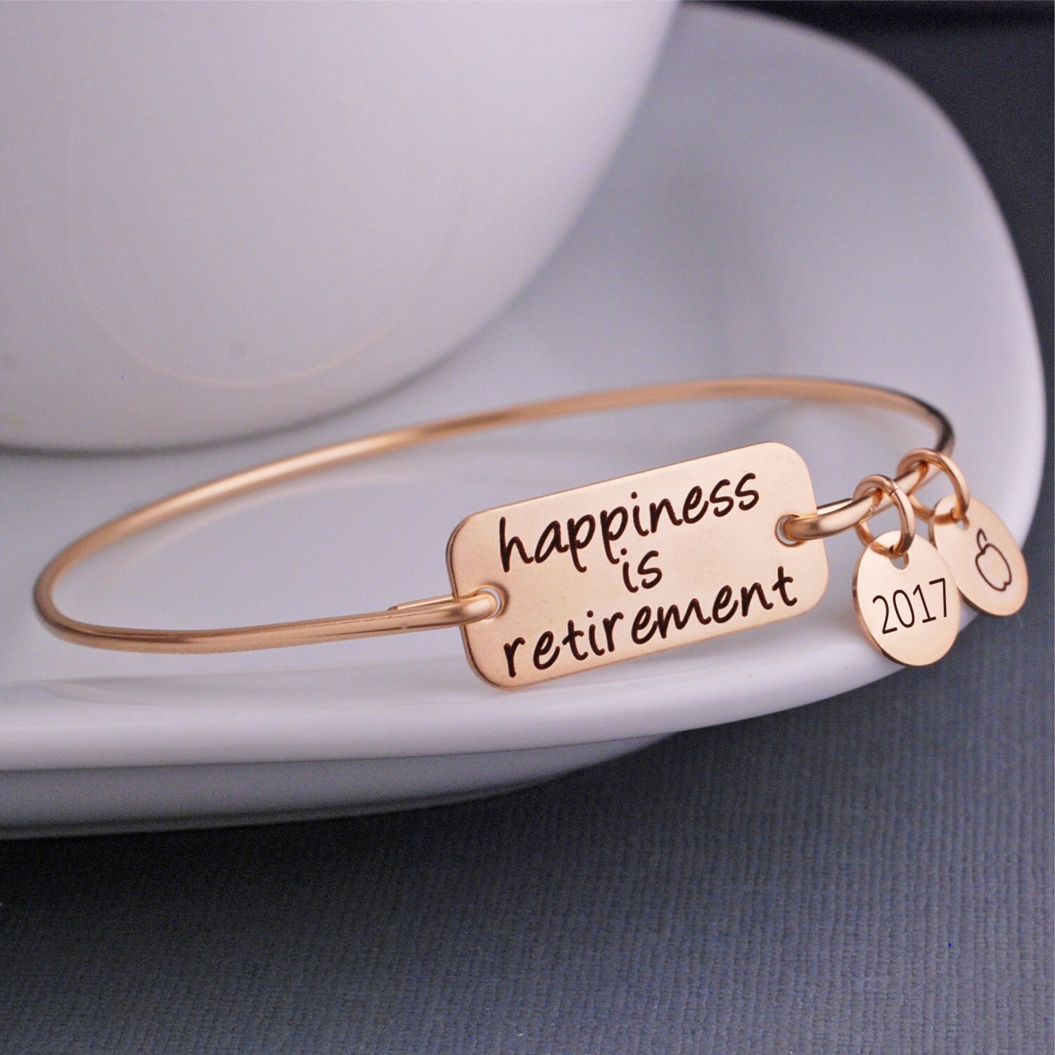 Gold Retirement Gift Happiness is Retirement Bracelet