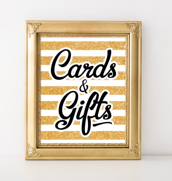 Card and gift sign Gold bridal shower decor printable Card box