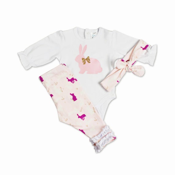 Items similar to Baby Girl Easter Outfit Bunny Easter Outfit