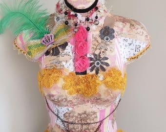 Altered collage dress form