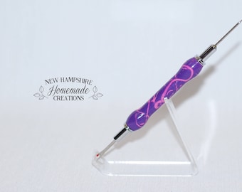 Seam ripper and stiletto - Painted Pink and Purple Ash wood