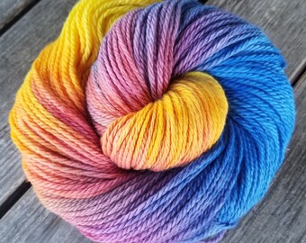 100% Merino Worsted Weight Hand Dyed Yarn - "Pismo Beach", sunset colors, sustainable new merino, aran worsted weight yarn, wool, varigated