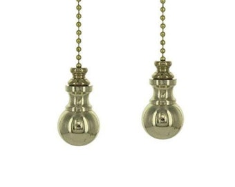 Pair of Solid Brass Orb Fan Pulls