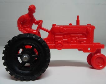 Marx Farm Playset Plastic Red Tractor, Free Shipping