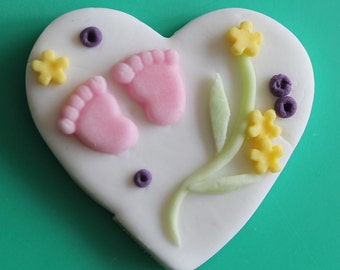 Hand Crafted Baby Shower/Christening Favours - something a little different - large peppermint heart with bride and groom initials