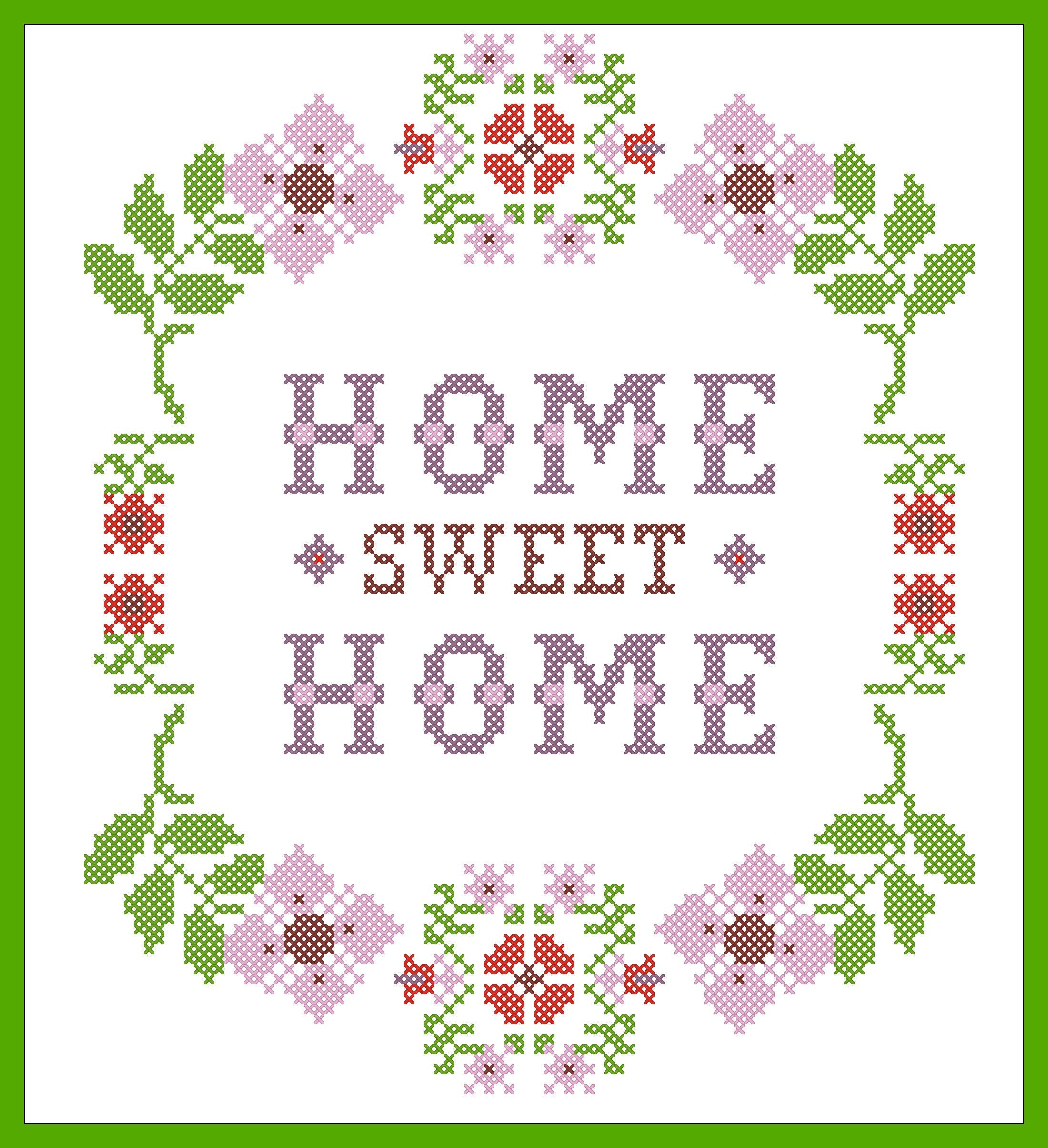 BOGO FREE PDF flower Home Sweet Home cross stitch pdf