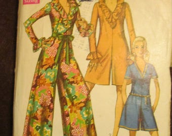 1968 Ladies Simplicity Pattern Size 16 PANTDRESS in Two Lengths