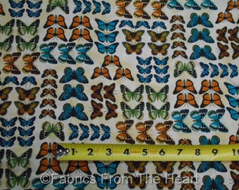 Monarch Butterflys Summer Garden on Tan BY YARDS Timeless Treasure Cotton Fabric