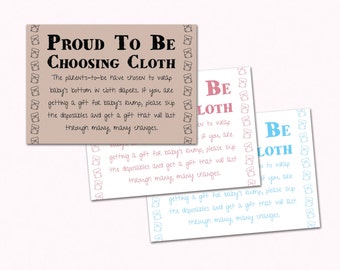 Baby Shower Invitation Insert - Proud to be Choosing Cloth - Cloth Diaper Request