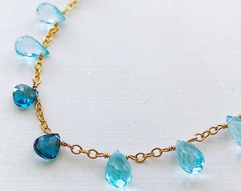 Blue Topaz Briolette Necklace