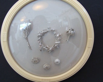 Framed Botanical Castings in Vintage Convex Glass Frames