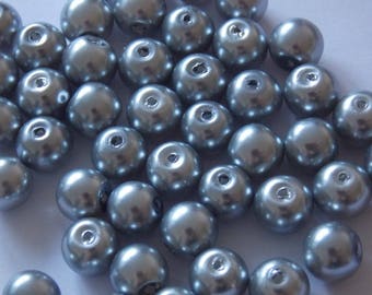 Set of 30 round pearls 8mm gray