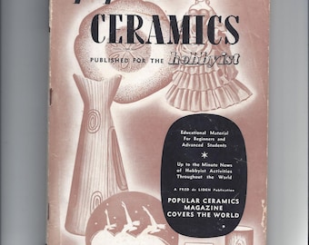 June 1955 Popular Ceramics Published for the Hobbyist, For Beginners & Advanced, Vintage Hobby Magazine, Vintage Advertising, Kilns, Glazes