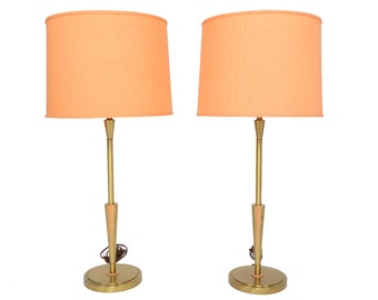 Pair of Atomic Mid Century Modern Brass Table Lamps