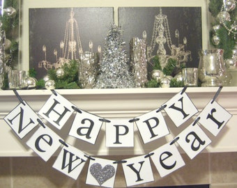 Black and Gold Paper Star Garland/ New Years Eve Party