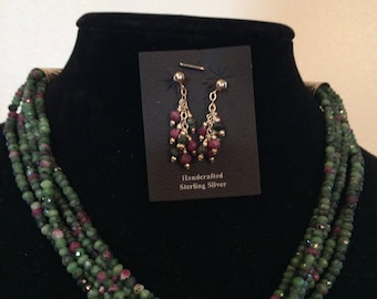 ruby zoisite necklace and earring set