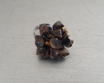 Boho ring brown jasper chip stones ring all sizes