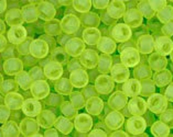 Glass TOHO seed beads - size 11/0 - matte frosted lime green - color # 4F