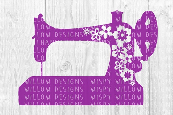 Download Sewing Machine Floral Cut File SVG DXF PDF png Cricut