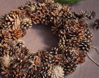 Pine Cone Wreath DIY Wreath Christmas Wreath Christmas Decor Rustic Wedding Decor Rustic Home Decor Event Holiday Decor Natural Dried Wreath