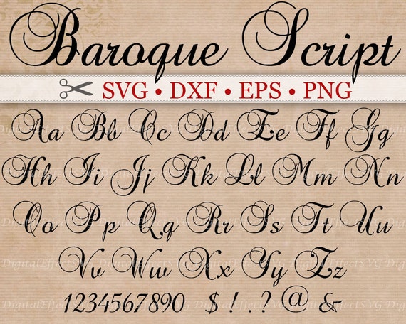 BAROQUE Script Monogram Svg Font Svg Dxf Eps Png Digital