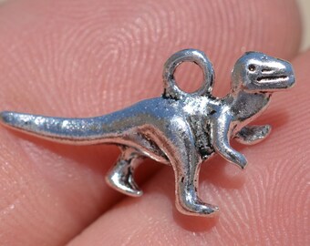 10 Silver Dinosaur Charms SC2472