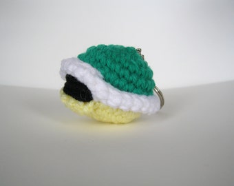 Green Crochet Mario Koopa Shell Amigurumi Keychain -Ready To Ship