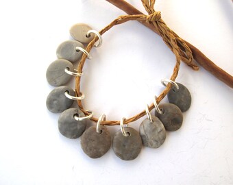 Rock Beads Small Mediterranean Natural Stone River Stone Jewelry Supplies Pairs SMOOTH GREY MIX 12-13 mm