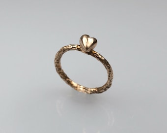 Heart shaped ring, bronze ring, anniversary rings for her, promise rings heart, wedding ring guard, heart ring, valentines gifts