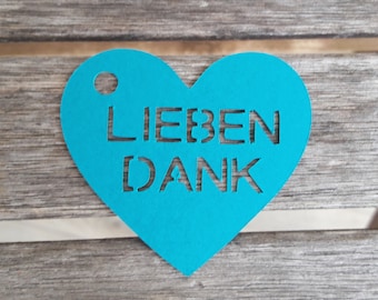 10 tags/gift tag "Love thanks" other language possible