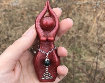 Brigid Goddess Sculpture (statue, Celtic Priestess, Druid, triskele, triquetra, triple goddess)