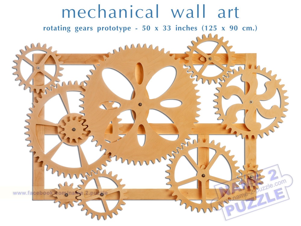 Mechanical Wall Art. Wall Art Decor. Wooden Gears Wall