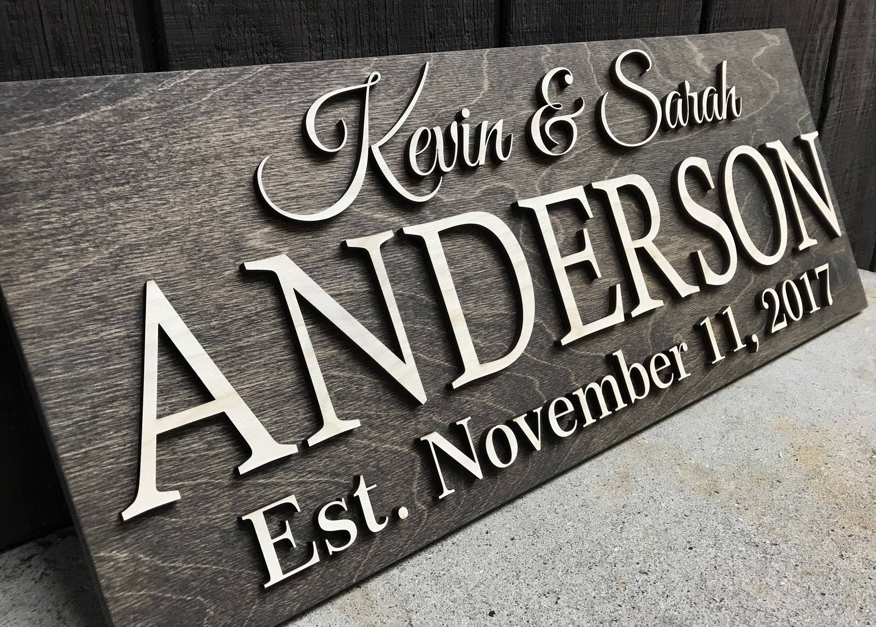 Personalized Wedding Gift Last Name Established Sign Family