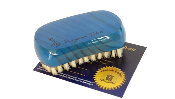 King Scorpion 360 Wave Brush Model KSS444BL - Prince Blue (soft) 9 Row Oval Palm Wood Hair Brush Also Great for Beards Made for Short Hair
