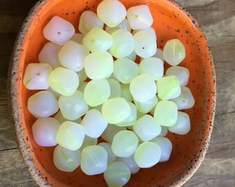 10 opaque milky diamond shaped vintage bead
