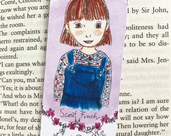 Literary bookmark - Scout Finch - Literary Gift - purple