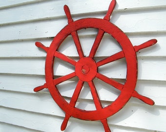 Large Ships Wheel Wooden Nautical Decor Helm Coastal Beach Decor Outdoor Patio Wall Decor Lake House Decor Kids Room Decor