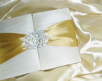 Couture, Ivory Dupioni Silk, Gatefold Box Wedding & Event Invitation