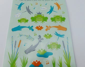 sheet of stickers frog pond Dragonfly's Party frog sticker