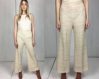 Cream 70s High Waist Wide Leg Pant