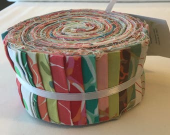 RARE Delhi Valorie Wells Design Roll Out of Print Fabric Strips Modern Contemporary Quilting Florals Dots Colorful piecesofpine