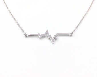 Electrocardiogram EKG Rhythm Sterling Silver Heart Beat Necklace Gift for Doctor Nurse Firefighter Paramedic EMT Medical Nursing graduation