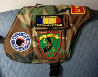Military Dog Vest. Made to your design from your Uniform. Lined with Airmesh padded fabric. Send me your stuff and I'll do the rest.