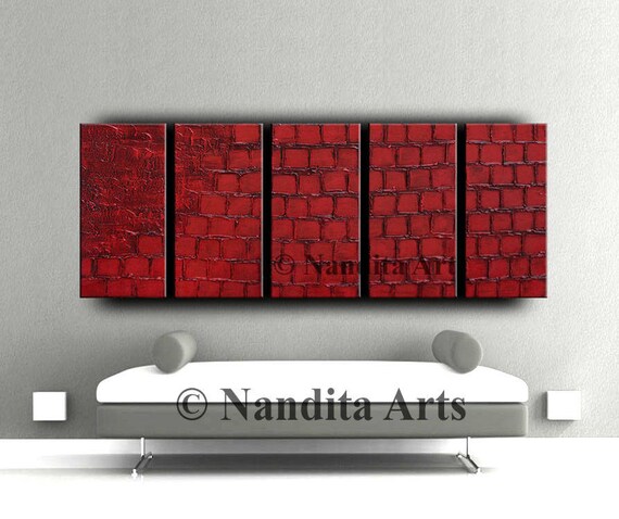 Red Abstract Art Large Red Wall Art Modern Painting Texture