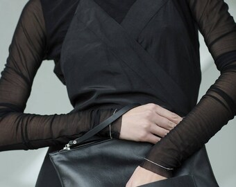 Leather clutch, black leather clutch, oversized clutch, big clutch, large clutch, black clutch